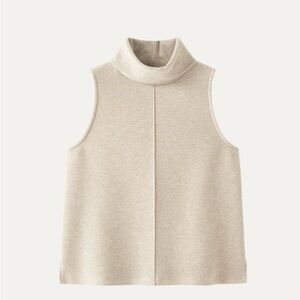 OGL Cream Sleeveless Turtleneck Top